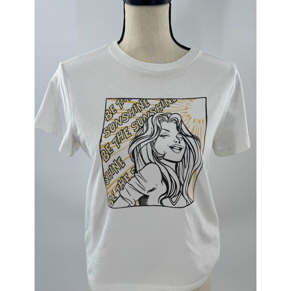RE/DONE Hanes Be the Sunshine Comic T-shirt Tee White Top Vintage Ivory Cotton S - Picture 1 of 6